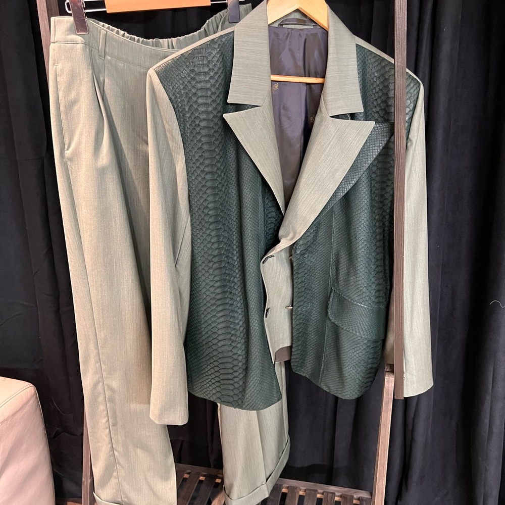 exclusive suit made of python skin and wool